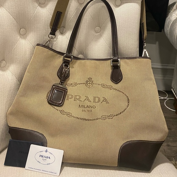 Prada Handbags - 🤎Prada logo canvas tote 🤎